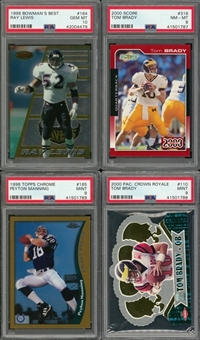 1996-2000 Assorted Brands Rookie Cards Football PSA-Graded Collection (4 Different) Including Brady, Manning and Lewis